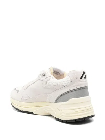 Autry Hyperway Mesh And Metallic Leather-trimmed Suede Sneakers In Neutral