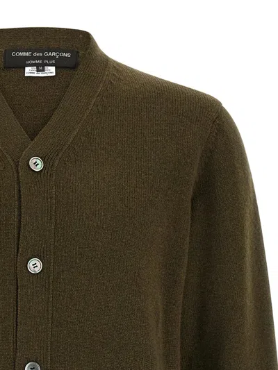 Comme Des Garçons Homme Deux Mens Khaki X Multi Contrast V-neck Wool-blend Cardigan In Green