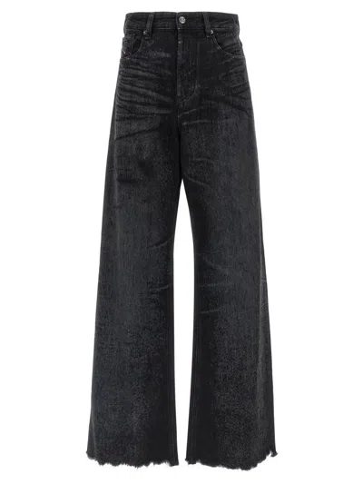 Diesel Jeans Wide Leg Effetto Consumanto In Black