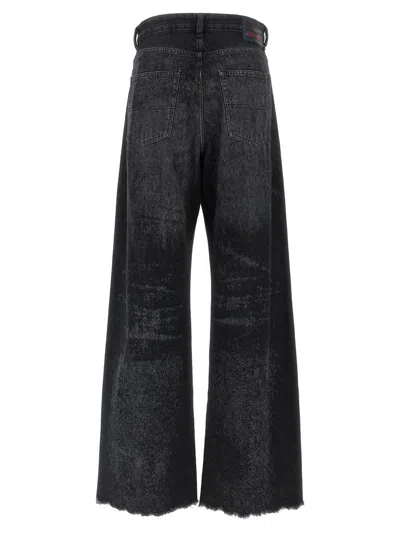 Diesel Jeans Wide Leg Effetto Consumanto In Black
