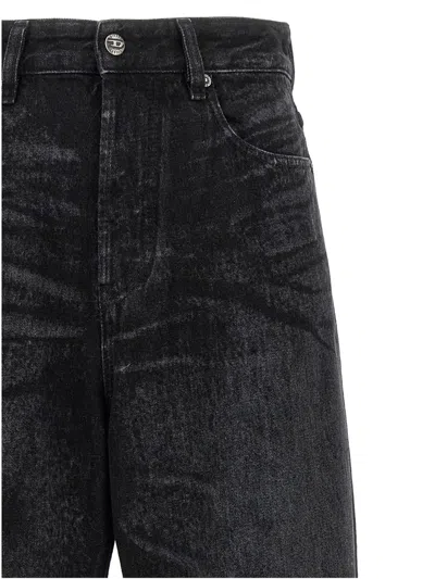 Diesel Jeans Wide Leg Effetto Consumanto In Black