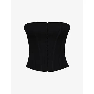 House Of Cb Of Cb Womens The Strapless Stretch-jersey Corset Top Black In Black