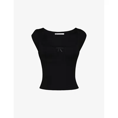 House Of Cb Of Cb Womens The Cap Sleeve Corset Jersey Top Black In Black