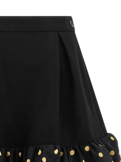 Moschino Polka Dots Wool Blend Diagonal Miniskirt In Black