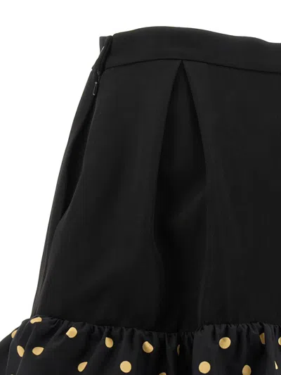Moschino Polka Dots Wool Blend Diagonal Miniskirt In Black