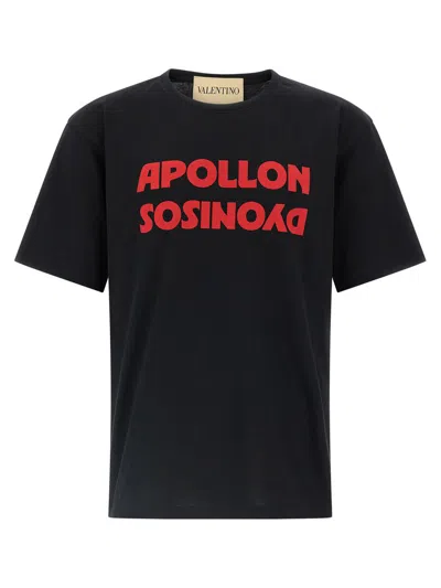 Valentino Cotton T-shirt Wuth Apollon Dyonisos Graphic Print In Black