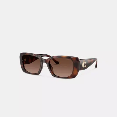 Coach Maxi Sculpted C Oversized Rectangle Sunglasses In Brown