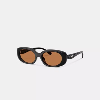 Coach Quilted Oval Rectangle Sunglasses In Black