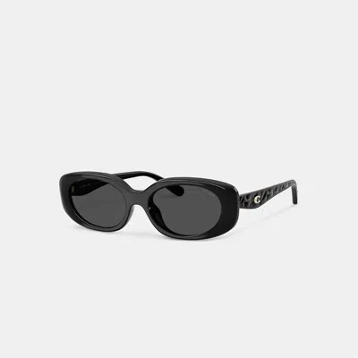 Coach Quilted Oval Rectangle Sunglasses In Black