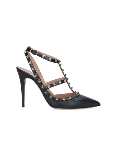 Valentino Garavani Studded Leather Decollete Pumps In Black