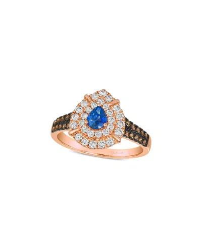 Le Vian Blueberry Sapphire (1/3 Ct. T.w.) & Diamond (3/4 Ct. T.w.) Teardrop Halo Ring In 14k Rose Gold