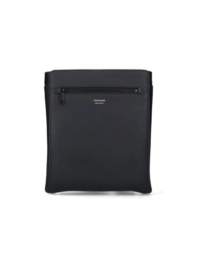 Ferragamo Logo Shoulder Bag In Black