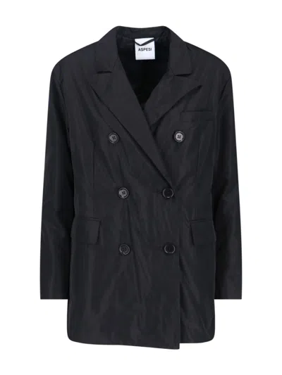 Aspesi Blazer In Denim Di Cotone - Denim In Black