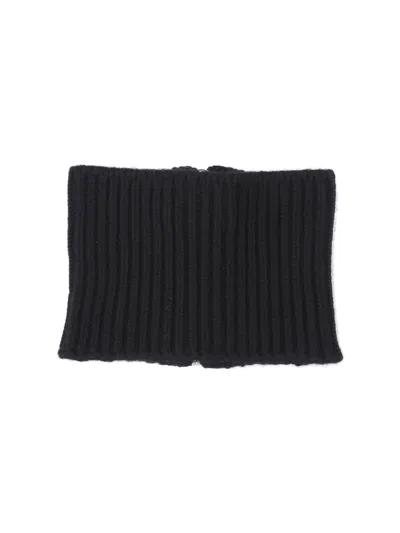 Sa Su Phi Ribbed Knit Scarf With Central Silver Zipper In Blue