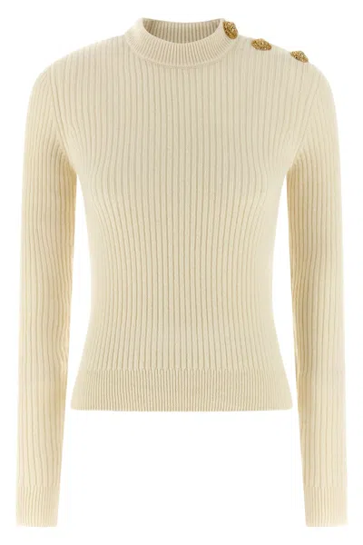 Balmain Ribbed Sweater Sweaters And Cardigans White In Neutral