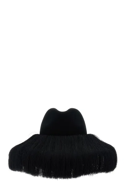 Comme Des Garçons Hizume Collaboration Wide Brim Hat In Black