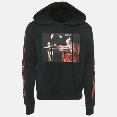 Pre-owned Off-white Black Caravaggio Print Cotton Hooded Sweatshirt S