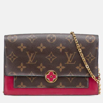 Pre-owned Louis Vuitton Brown Monogram Flore Wallet On Chain