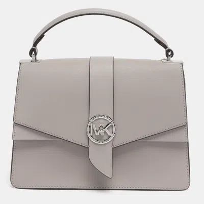 Pre-owned Michael Michael Kors Grey Leather Medium Greenwich Top Handle Bag In Gray
