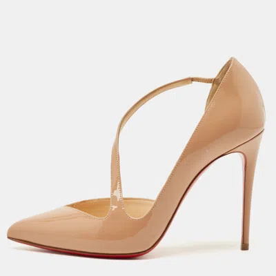 Pre-owned Christian Louboutin Beige Patent Jumping Pumps Size 35.5 In Sand
