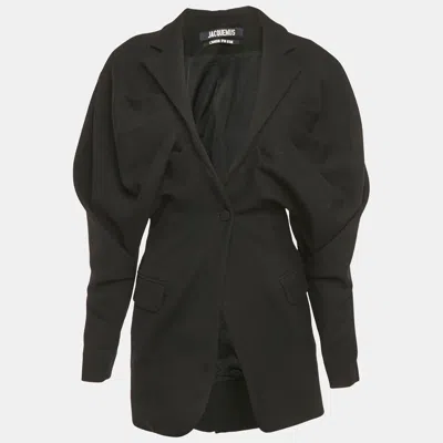 Pre-owned Jacquemus Black Wool L'amour Dún Gitan Pleated Coat L