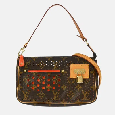 Pre-owned Louis Vuitton Brown/orange Monogram Perfo Pochette Accessoires Handbag