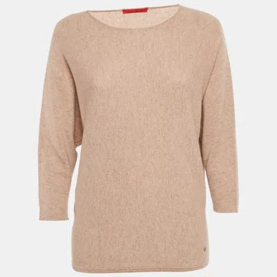 Pre-owned Ch Carolina Herrera Dark Beige Wool Sweater S In Sand