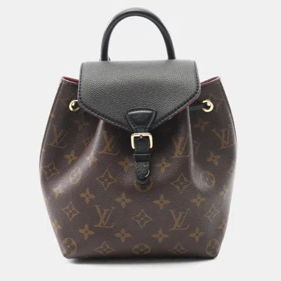 Pre-owned Louis Vuitton Montsouris Nm Bb Coated Canvas And Leather Monogram Brown Black Backpack
