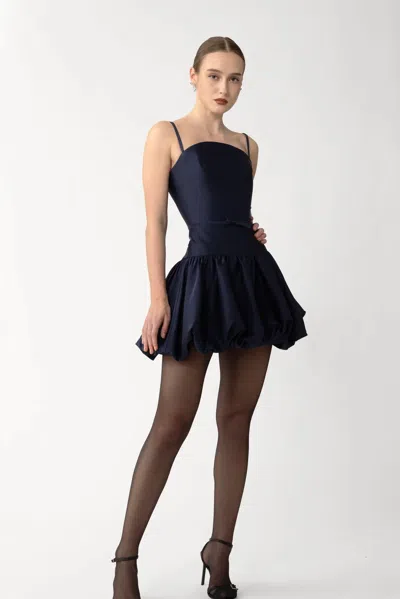 Sau Lee Maddie Bubble Hem Satin Cocktail Dress In Blue