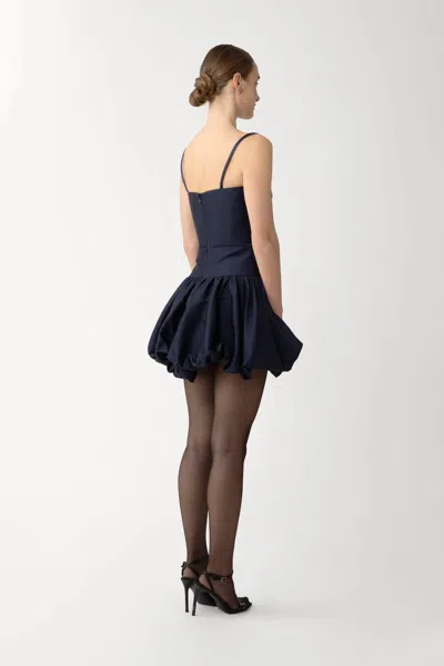 Sau Lee Maddie Bubble Hem Satin Cocktail Dress In Blue