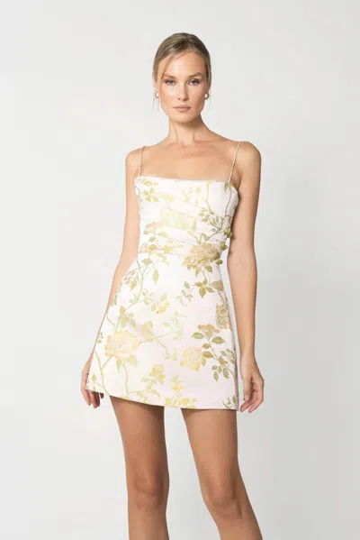 Sau Lee Mari Brocade Cocktail Dress In Neutral