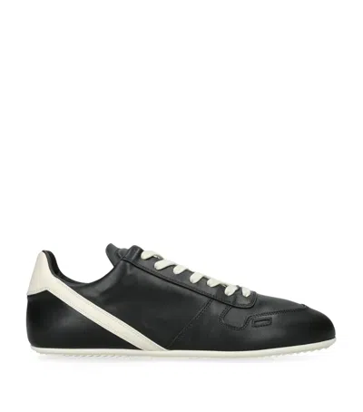 Rick Owens Black Low-top Sneakers With Contrasting Details In Leather Man In Black