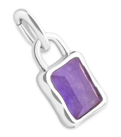 Astrid & Miyu Womens Kawa Stone December Birthstone Rhodium-plated Sterling Silver Clip Charm Rhodiumplatedsilver In Metallic