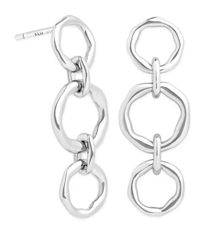 Astrid & Miyu Womens Molten Link Rhodium-plated Brass Drop Earrings Rhodiumplatedbrass In Metallic
