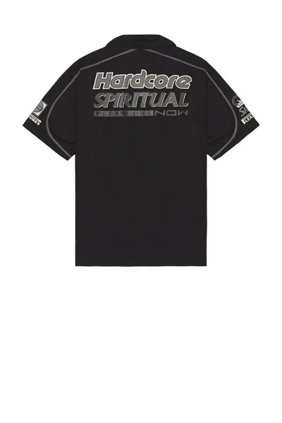 Pleasures Terror Oversize Short Sleeve Button-up Shirt In Black