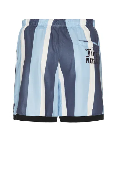 Pleasures Stripe Panelled Shorts In Blue