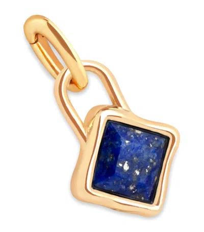 Astrid & Miyu Womens Lapis September Birthstone 18ct Gold-plated Sterling Silver Clip Charm 18ctgoldplatedsilver