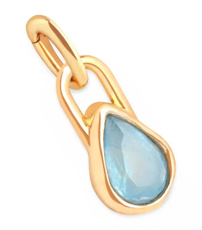 Astrid & Miyu Womens March 18ct Gold-plated Sterling-silver And Aquamarine Birthstone Charm 18ctgoldplatedsilver