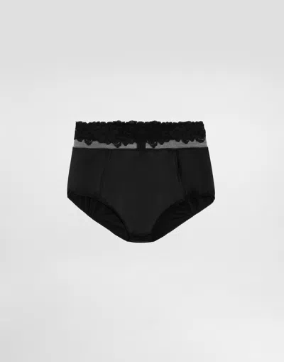 Dolce & Gabbana Tulle And Satin Briefs In Black