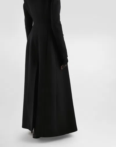 Dolce & Gabbana Double-breasted Coat In Wool In Black