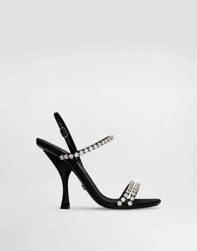 Dolce & Gabbana Sandals With Rhinestone Chain In Black