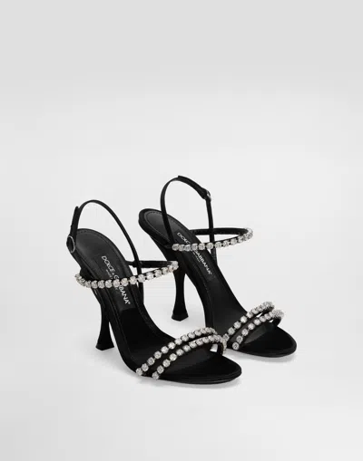 Dolce & Gabbana Sandals With Rhinestone Chain In Black