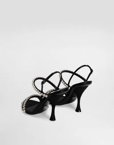 Dolce & Gabbana Sandals With Rhinestone Chain In Black