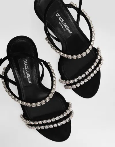 Dolce & Gabbana Sandals With Rhinestone Chain In Black