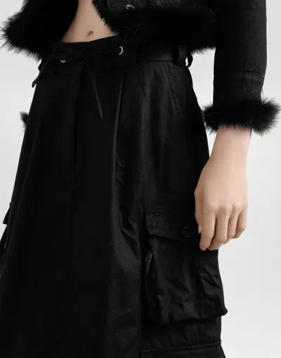 Dolce & Gabbana Mini Skirt Faux Fur Trim Pockets In Black