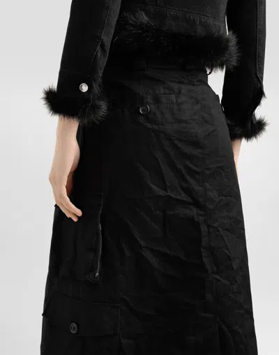 Dolce & Gabbana Mini Skirt Faux Fur Trim Pockets In Black
