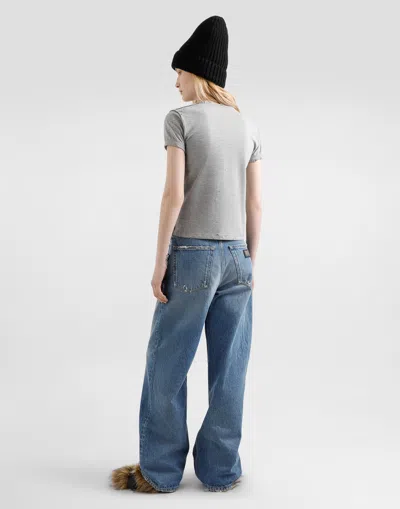 Dolce & Gabbana Embellished Wide-leg Trousers In Blue