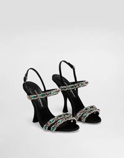 Dolce & Gabbana Crystal-embellished Sandals In Black