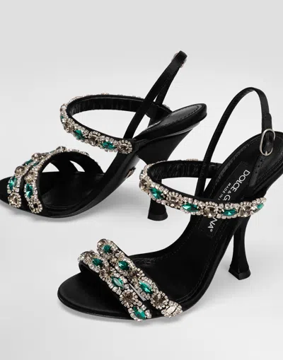 Dolce & Gabbana Crystal-embellished Sandals In Black