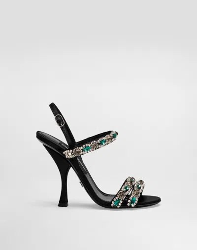 Dolce & Gabbana Crystal-embellished Sandals In Black